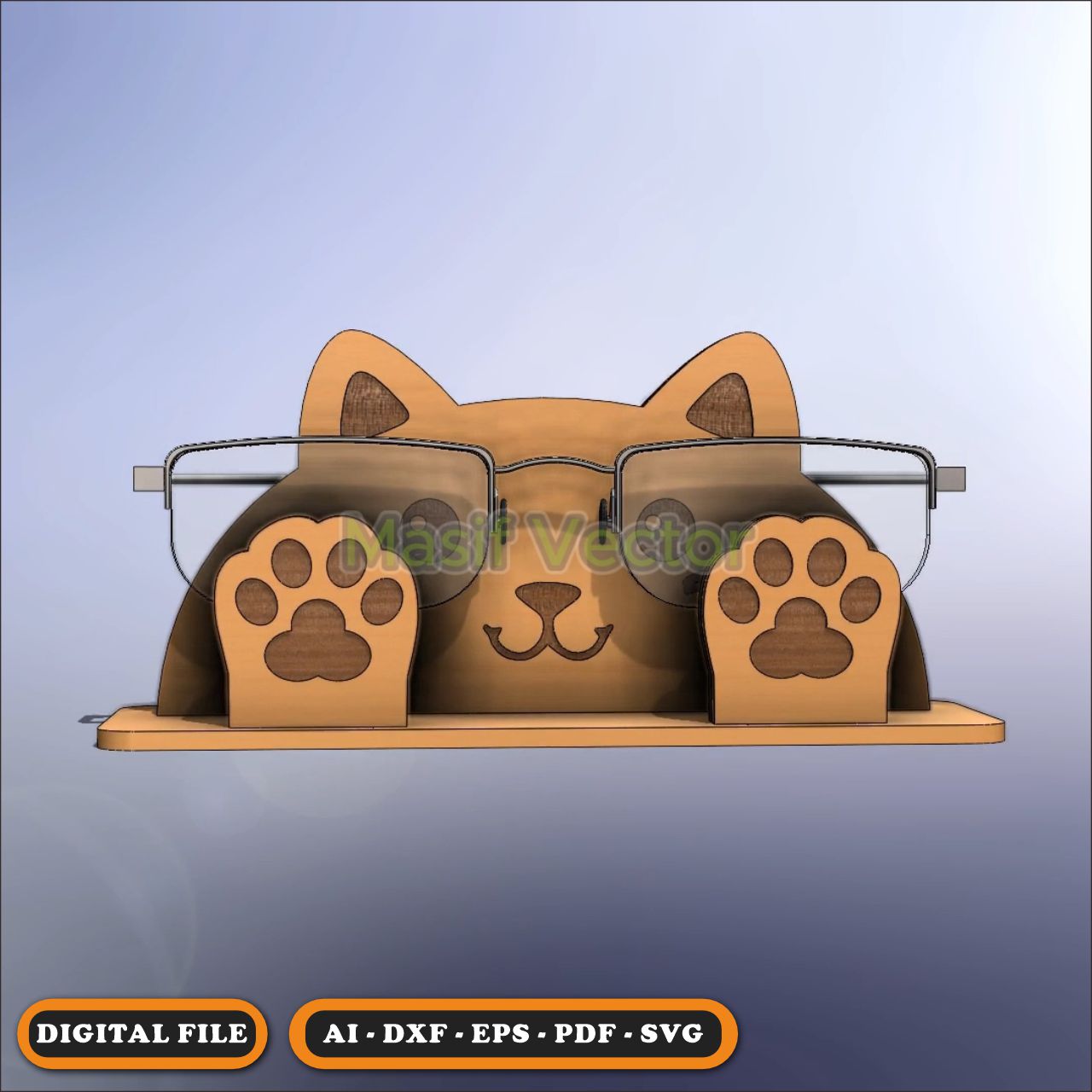 Laser Cut Files - Eyeglasses Holder Cat