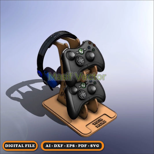 Laser Cut Files - Gamepad And Headphone Stand Holder