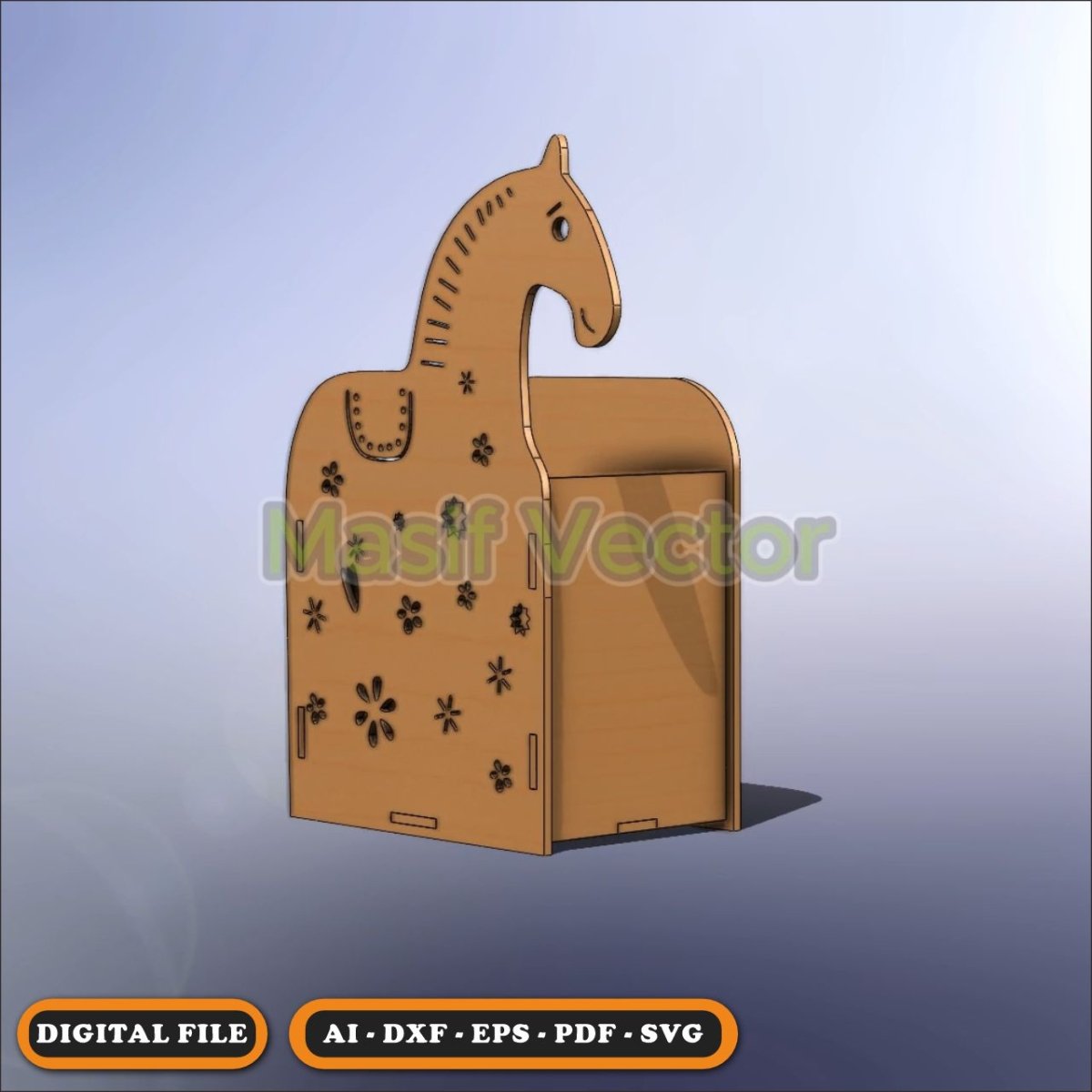 FREE Laser Cut Files - Horse Pen Holder - Storage Box - Masif Vector