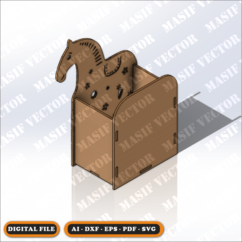 FREE Laser Cut Files - Horse Pen Holder - Storage Box - Masif Vector