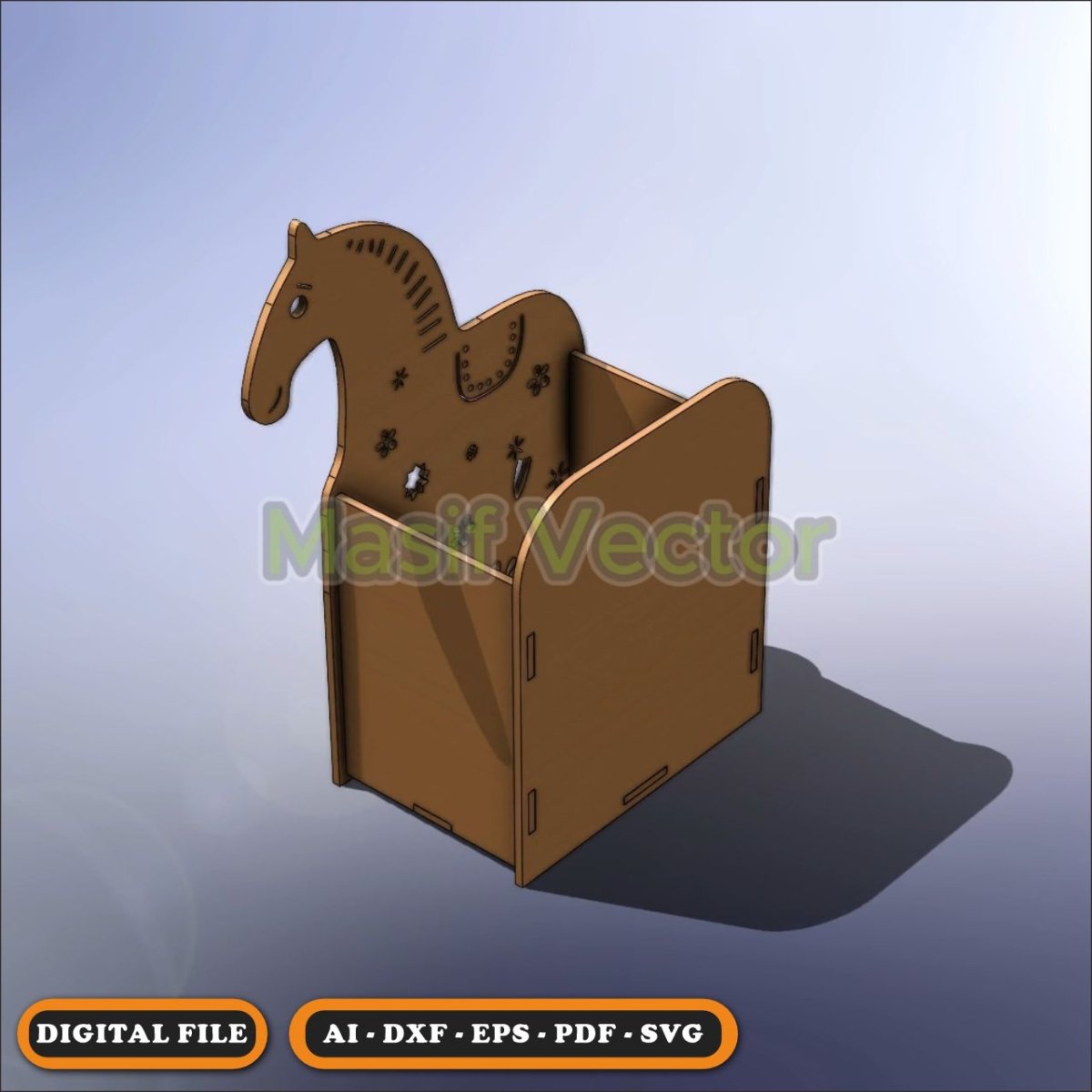 FREE Laser Cut Files - Horse Pen Holder - Storage Box - Masif Vector