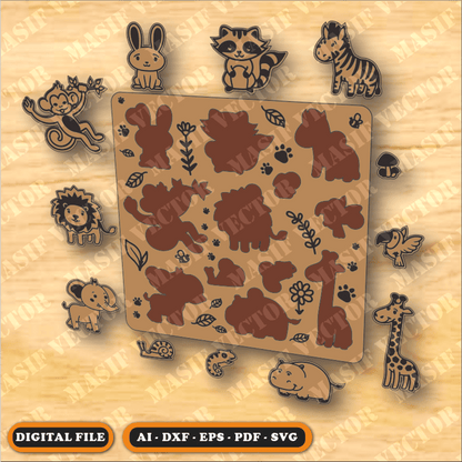 Laser Cut Files - Animals Puzzle - Puzzle - Masif Vector