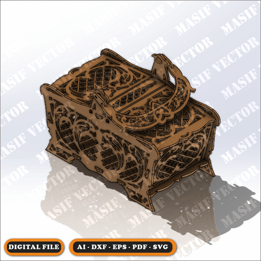 Laser Cut Files - Basket With Lid - Storage Box - Masif Vector