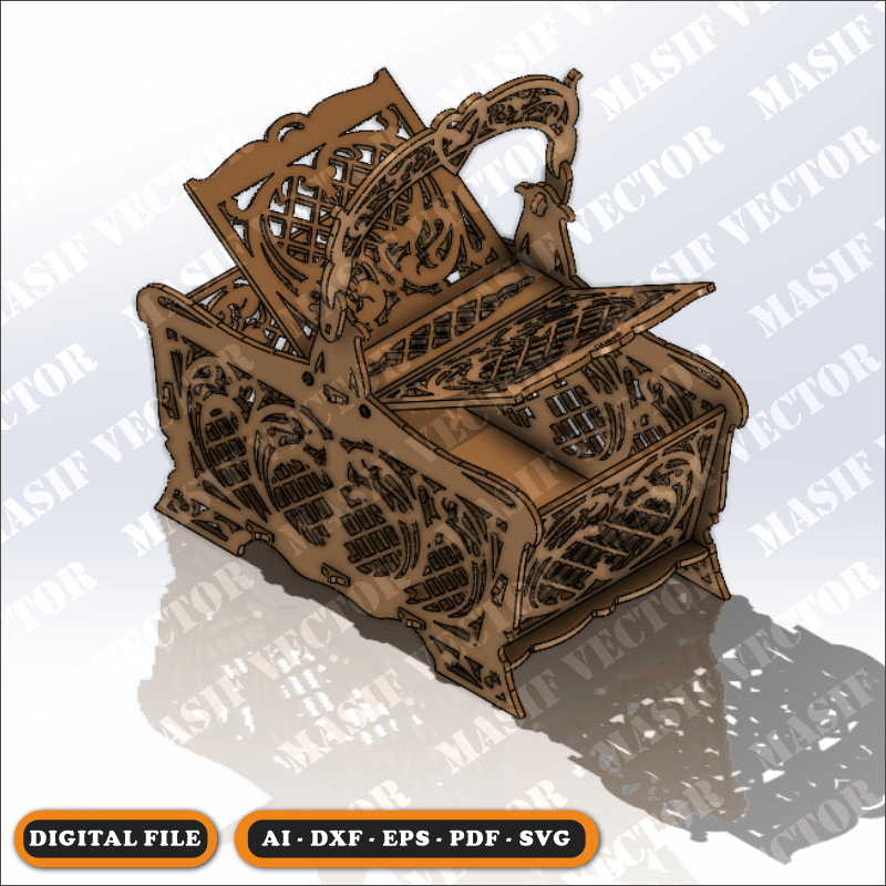 Laser Cut Files - Basket With Lid - Storage Box - Masif Vector