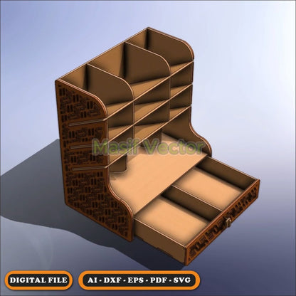 Laser Cut Files - Desk Organizer A1 - Storage Box - Masif Vector