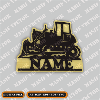 Laser Cut Files - Door Sign Bulldozer - Door Sign - Masif Vector