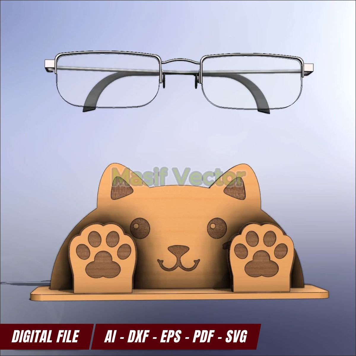 Elevate your glasses storage with our Laser Cut Files - Eyeglasses Holder Cat.