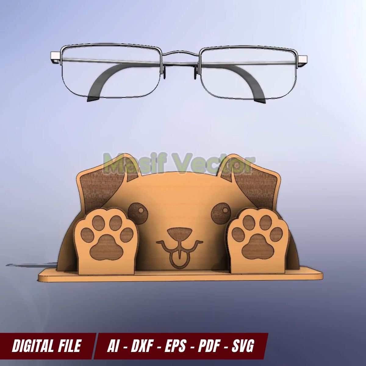 Elevate your eyewear glasses storage box with our Laser Cut Files - Eyeglasses Stand Holder Dog Animal.