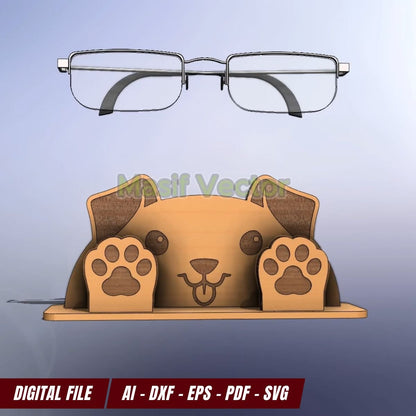 Elevate your eyewear glasses storage box with our Laser Cut Files - Eyeglasses Stand Holder Dog Animal.