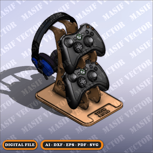 Laser Cut Files - Gamepad And Headphone Stand Holder - Storage Box - Masif Vector