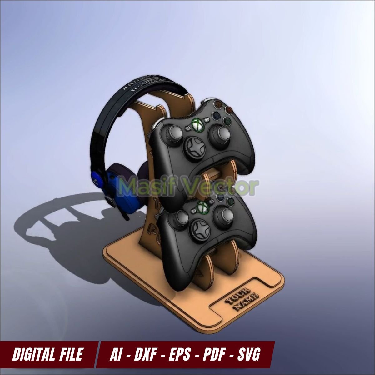 Increase your gaming experience with our Laser Cut Files for Gamepad And Headphone Holders.