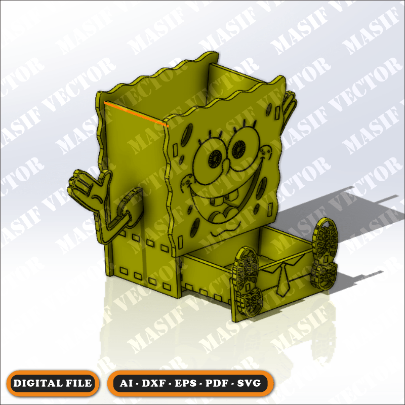 Laser Cut Files - SpongeBob Storage Box - Storage Box - Masif Vector