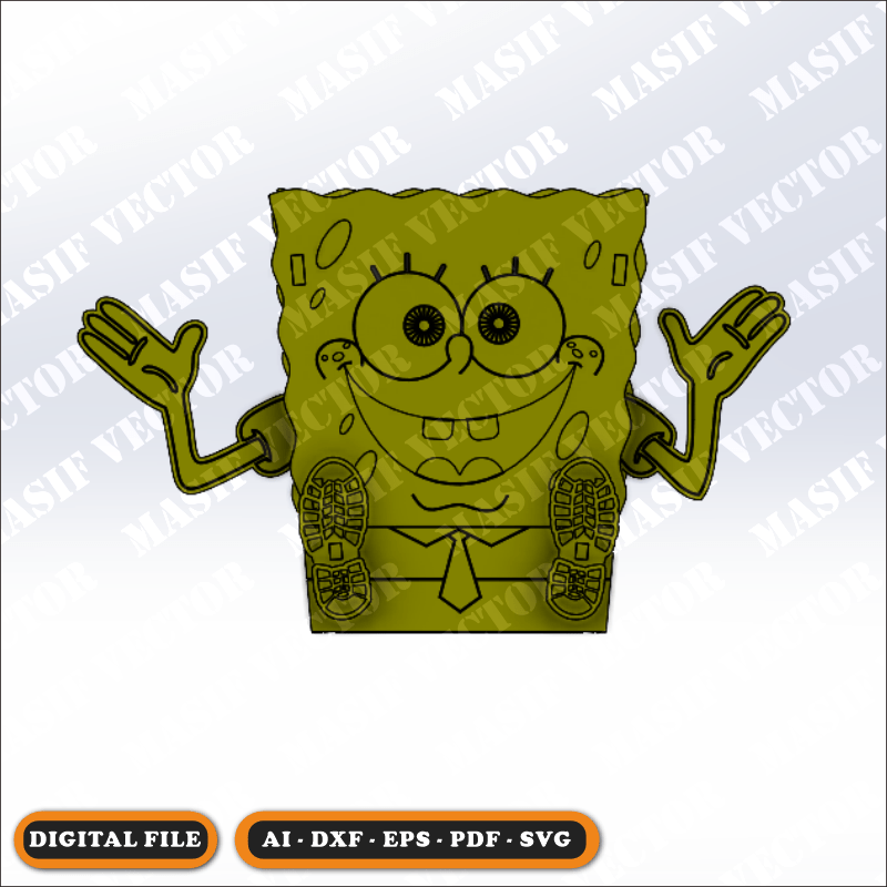 Laser Cut Files - SpongeBob Storage Box - Storage Box - Masif Vector