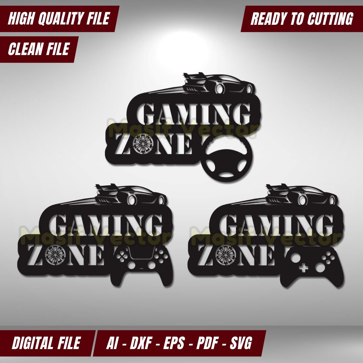 Laser Cut Files - Wall Art Decor Gaming Zone Racing Car