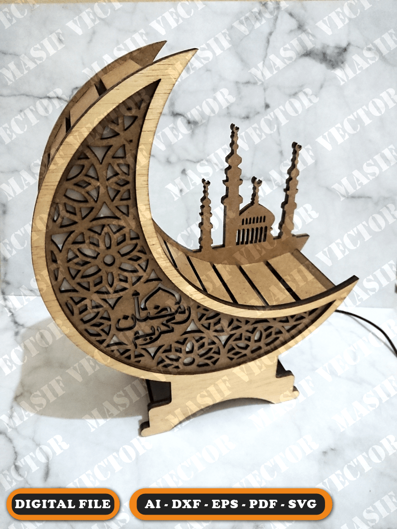 Laser Cutting Files - Ramadan Moonlight Table Lamp - Table Lamps - Masif Vector