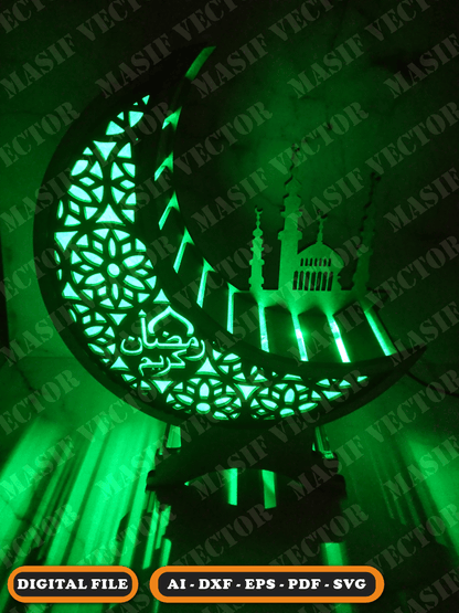 Laser Cutting Files - Ramadan Moonlight Table Lamp - Table Lamps - Masif Vector