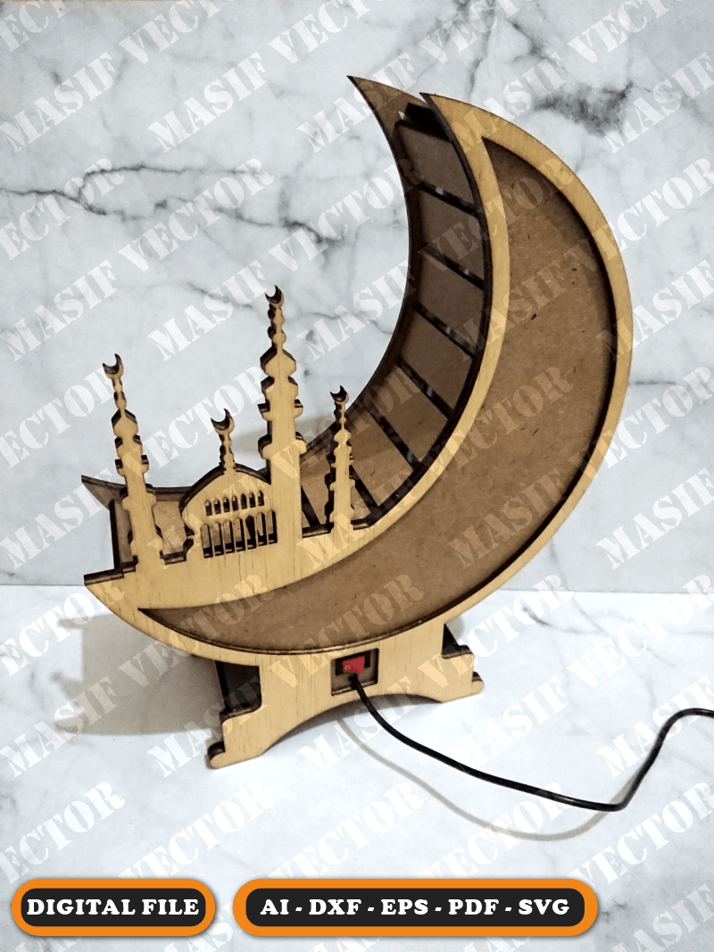 Laser Cutting Files - Ramadan Moonlight Table Lamp - Table Lamps - Masif Vector