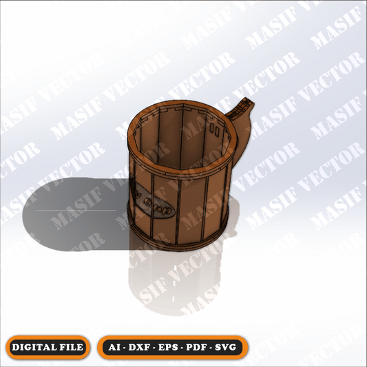 Laser Cutting Files - Wooden Mug - Mug - Masif Vector