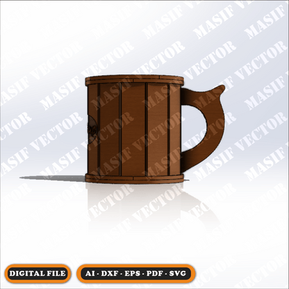 Laser Cutting Files - Wooden Mug - Mug - Masif Vector