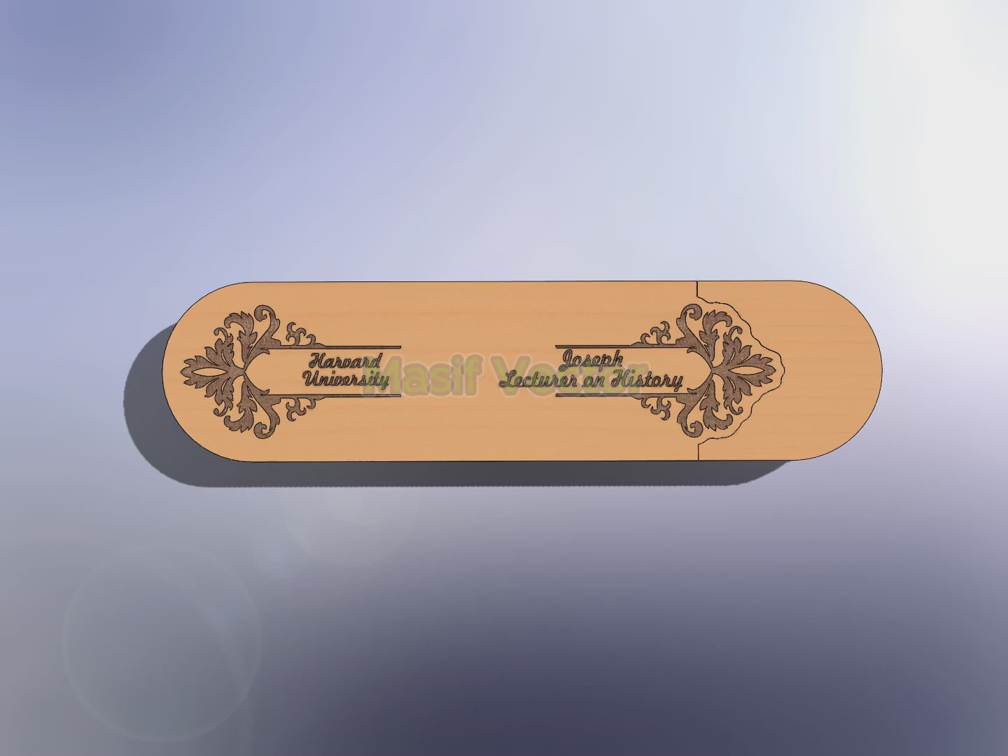 Wooden pen case box model kit with engraved details, ideal for a gift box presentation. Its design is sure to impress friends, bosses, and clients alike with their name engraved.Thickness 3mm, digital file formats AI, DXF, EPS, PDF, SVG.