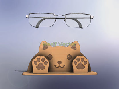 Laser Cut Files - Eyeglasses Holder Cat