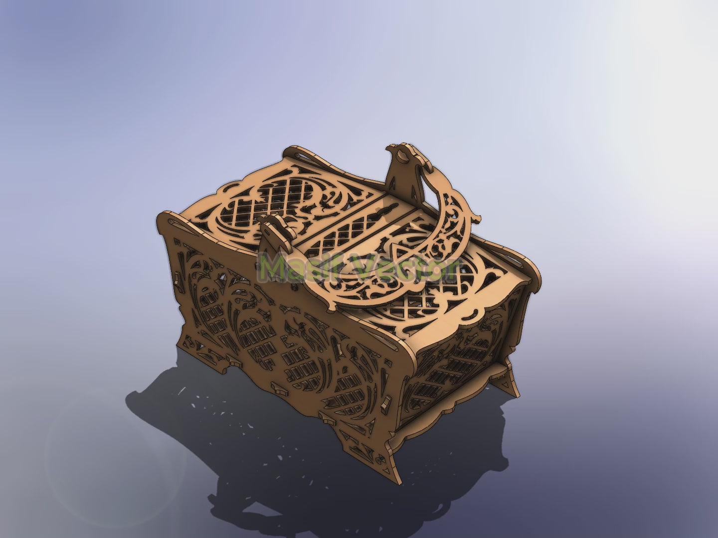 Precisely laser cut files basket with a functional lid, featuring patterns on all sides. For storing food, gifts, or household items. Its spacious interior and sturdy build make it ideal for DIY enthusiasts, home decor, or as a unique handmade gift.